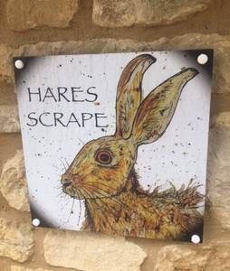 Hares Scrape Door Sign